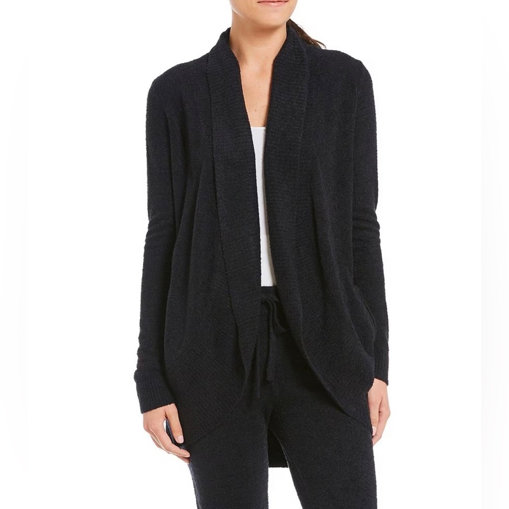 Barefoot Dreams cozy chic waffle cocoon cardigan carbon S/M